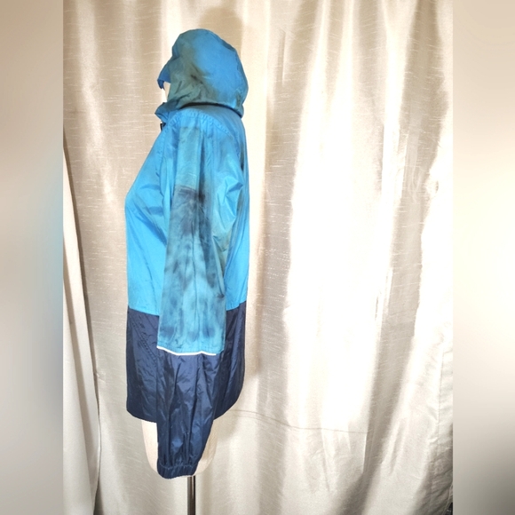 Columbia Tie dye Rain Jacket, Women, Pockets, hood, ZipUp, Black/ Blue, L - Picture 5 of 14
